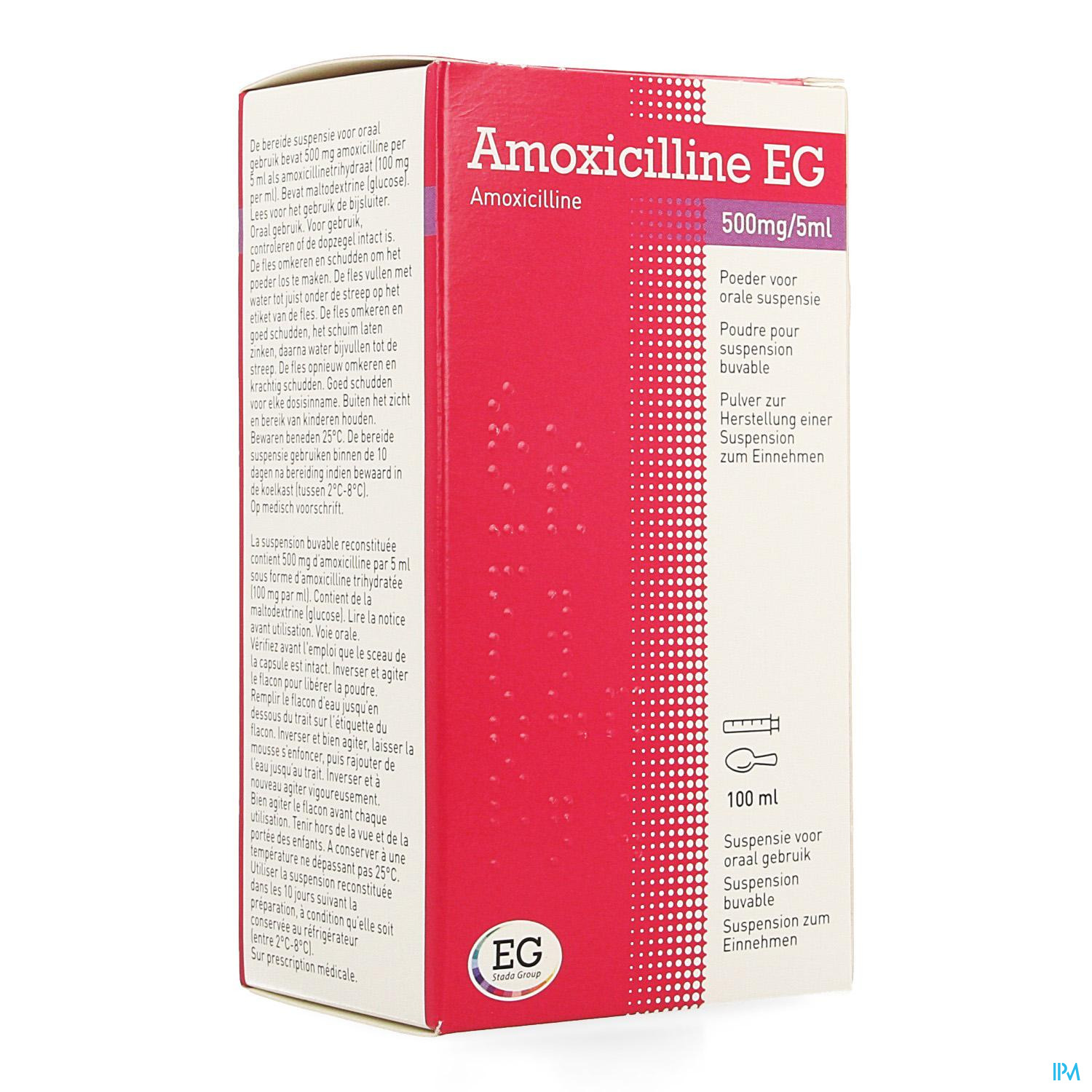 Amoxicilline EG 500mg/5Ml Pdr Orale Susp 100Ml