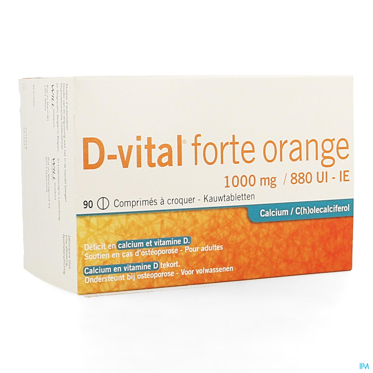 D-vital Forte Sinaas 1000mg/880ie Kauwtabl 90