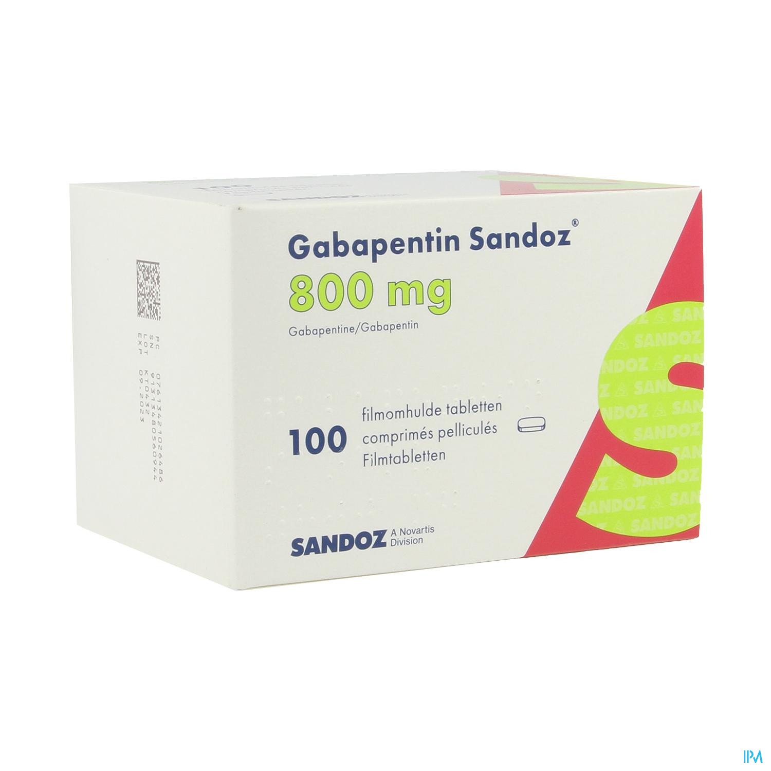 Gabapentine 800mg Sandoz Comp 100 X 800mg