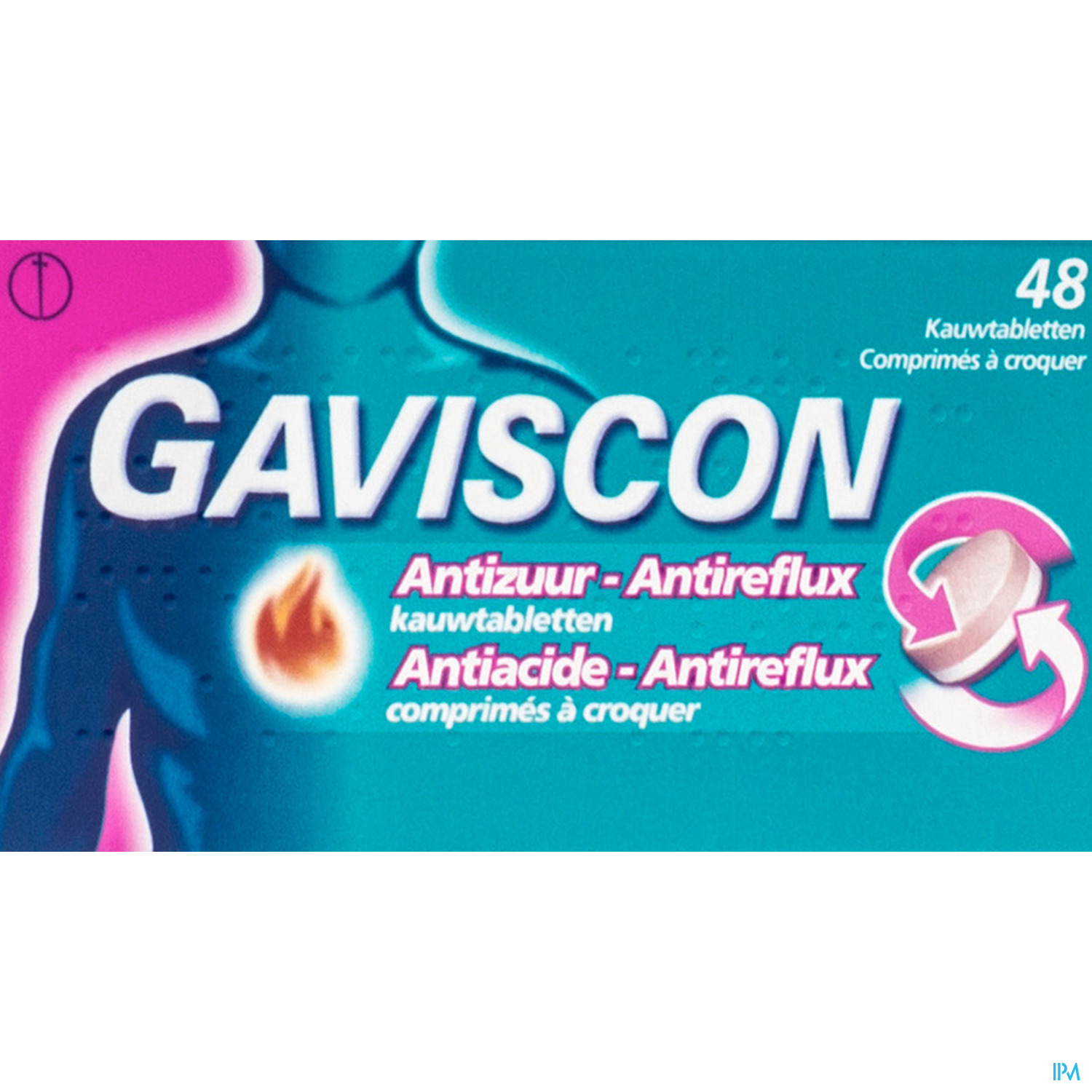 Gaviscon Antizuur-antireflux Kauwtabl 48